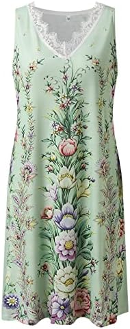 Ležerna haljina za džepne haljina za žene cvjetno otisnuto čipka V izrez bez rukava elegantna haljina hladne