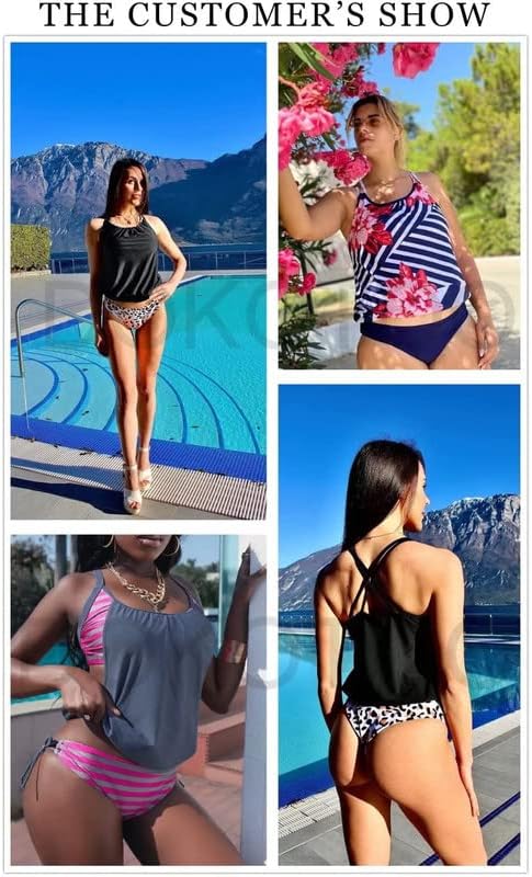 Dokotoo Womens 2023 Fashion Stripes Print Postrosan dvostruki up Tankini setovi kupaći kostimi kupaći kostimi