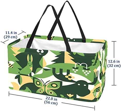 RATGDN višekratne torbe za namirnice kutije korpa za odlaganje, sklopive komunalne torbe sa zlatnim printom sa dugom ručkom