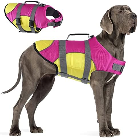 Jakna za pse, pseći prsluk, podesivi i reflektirajuće pase plutaju kaput sa spasilačkim ručicama za male