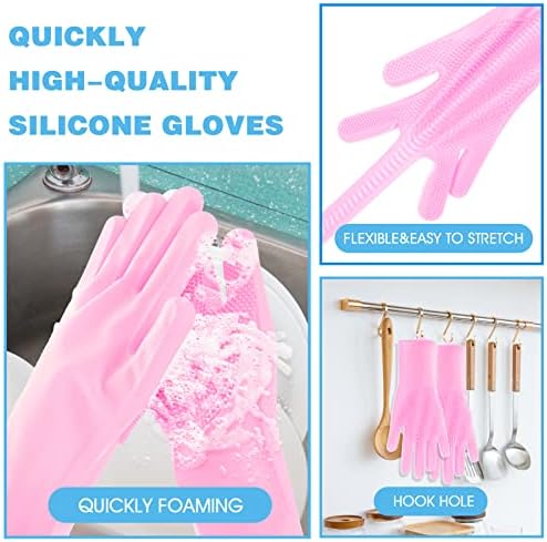 WLLHYF silikonske rukavice za pranje posuđa 2kom gumene rukavice za ribanje rukavice za višekratnu