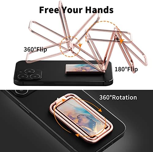 Viekyvicky držač zvona sklopivi postolje za prst Sklopivi stickstand 360 ° rotacijski hvat za stol Kompatibilan sa iPhone Samsung iPad tableti ružičasto zlato mramorno plava