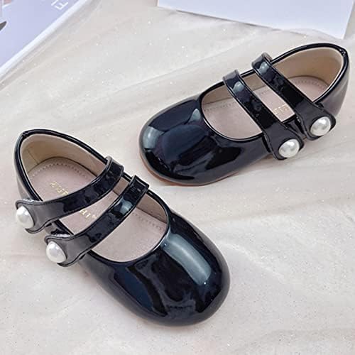 Dječje biserne kožne cipele modne pojedinačne cipele s mekim potplatima crne male kožne cipele Mary Jane Nenslip cipele