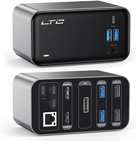 LTC 15-u-1 USB C priključna stanica za trostruki Monitor, 4k Laptop sa dvostrukim ekranom prošireno čvorište sa 2 HDMI, 1 DisplayPort, 100W PD, Ethernet, 5 USB 3.0, 2 USB 2.0 porta, Audio, za Windows/MacOS