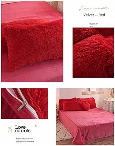 Kokgym Faux krzneni poklopac poklopca, 5 kom crveni plišani pahuljivi luksuzni posteljini posteljini, topli zimski štitnici Kristal Velvet Ultra Conforter Cover King