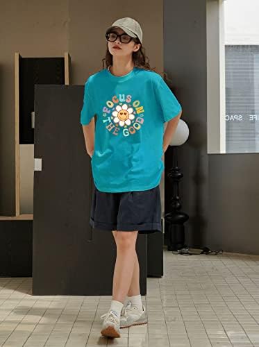 Usredotočite se na dobre prevelike grafičke majice Žene Daisy Slatke trendy Girls Flower Trendi