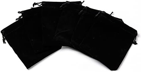 FASSEWELRY 50pcs Mala vučnica Velvet Torba 4,7x4 inčni nakit poklon torbice crna strana za vjenčanost za