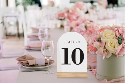 Brojevi svadbenih stolova sa drvenim Stalcima 1 - 20, bijeli luk 5x7 akrilni znakovi i držači, savršeni