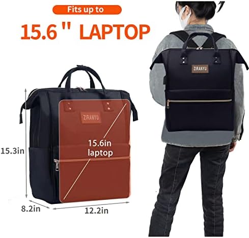 Ziranyu backpack laptop za žene Travel ruksak lagana težina, povremeni ruksak za radu za posao, fakultet ruksak vodopad za poslovno / fakultet, 15.6 inča