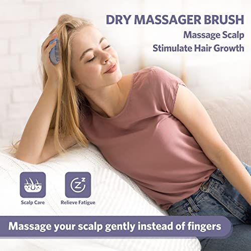 SNDDYI 2PS silikonska masažerska šampon, kosu za kosu s mekim silikonskim čekinjem, vlasište za čišćenje / eksfoliator za uklanjanje peruti, vlažna suha čeljusti za rast i vlasište