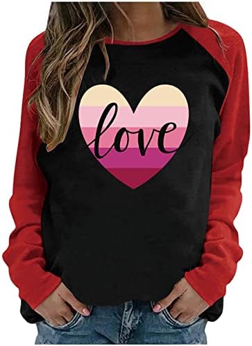 Valentinovo košulje od raglanske rukave žene seksi slatka leopard pletena srčana grafička dukserica
