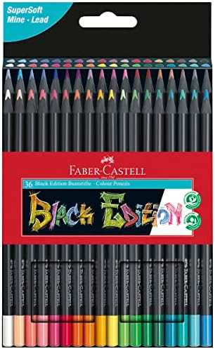 Faber - Castell crno izdanje olovaka u boji - 36 brojanja, Crno drvo i Super meko jezgro Olovo, bojanke
