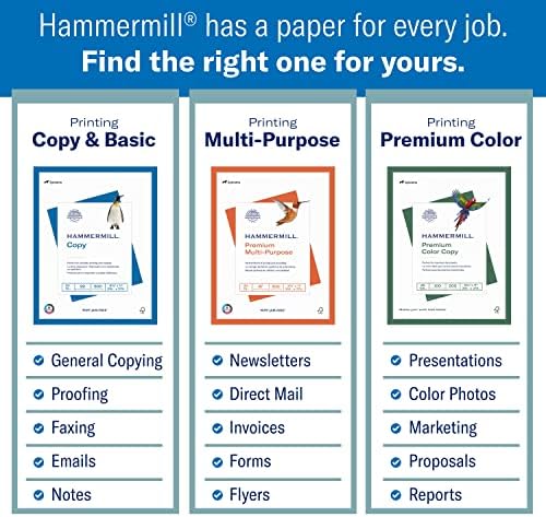 Hammermill papir, vrhunski papir za lasersko štampanje 8,5 x 11 papir, veličina slova, 3 rupe, papir od 24 lb, 98 svetao, 1 Ream / 500 listova
