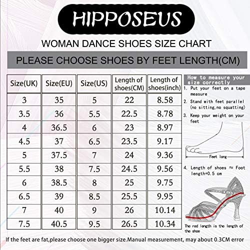 Hipposeus ženske klasične latino plesne cipele sa sandale za praksu partiju T-remene sa balandom,