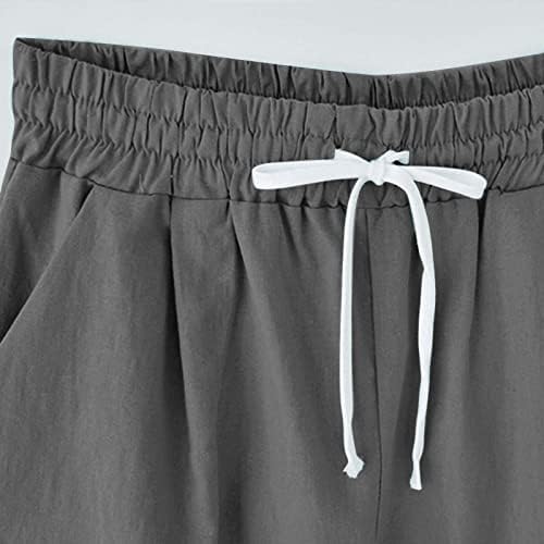 Ženske ljetne kratke hlače Trendy Solid Boja pet bodova Hlače Plus veličina labavo-fit comfy pamučne posteljine