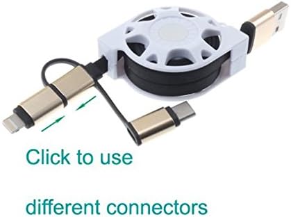 USB kabel uvlačiv punjač za napajanje 3-u-1 kompatibilan sa Alcatel Jitterbug Smart 2 - Revvl 2