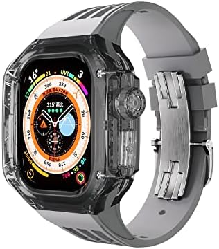 KQOO TRANSPARENT MOD KIT CASE za Apple Watch 49 mm Gumeni sportski pojas za IWATCH serije Ultra 8 silikonski