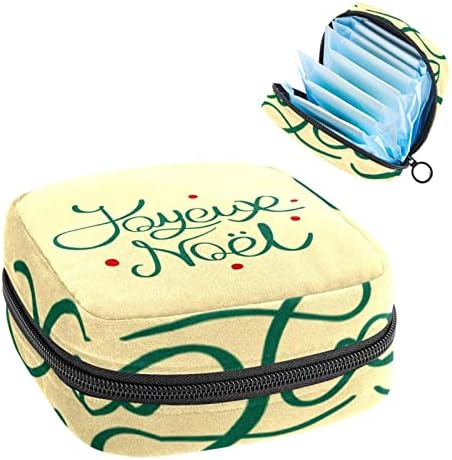 ORYUEKAN torba za čuvanje higijenskih uložaka, torbica za menstrualne čašice prijenosni higijenski ulošci za pohranu ženske menstruacijske torbe za tinejdžerke Žene dame, Žuti Crtić Sretan Božić