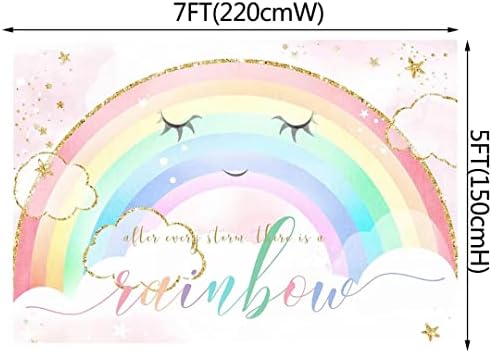 7x5ft rainbow birthday Backdrop Pink And Gold Smile Rainbow Glitter Star Cloud potrepštine za zabavu za djevojku princezu fotografiju pozadina torta Tabela Photo Studio rekviziti W-6578