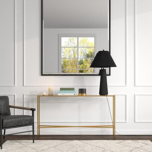 Henn& Hart 28 visoka monohromatska stolna lampa sa sjenilom tkanine u mat crnoj/crnoj, stolna lampa za dom ili ured