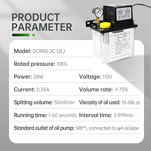 RATTMMOTOR automatska pumpa za ulje za podmazivanje 110v 2L CNC alatna mašina elektromagnetna pumpa za ulje digitalna Numerička kontrola dvostruki Digitalni displej