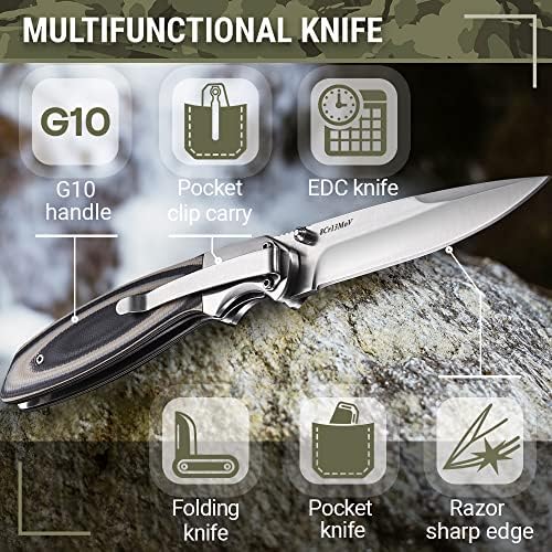 Paket od 2 predmeta-džepni nož - taktički Survival sklopivi noževi sa džepnom kopčom za muškarce i žene-najbolji EDC radni nož za kampiranje-EDC crni vojni Jack Flipper nož-najbolji za lov na kampiranje