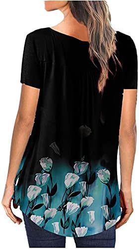 NaRHbrg ženske ljetne tunike Top Floral Print Tshirt trendi labave duge majice kratke rukave Crewneck