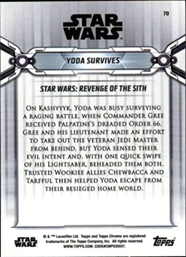 2019 TOPPS Chrome Star Wars Legacy 70 Yoda preživljava trgovačku karticu