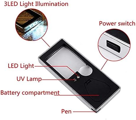 KNOXC Lupe, kvadratna lupa 3x 10x dvostruka Hd sočiva Prijenosna mala Lupa za osvjetljenje sa LED osvijetljenim