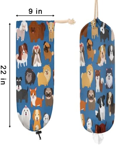 Slatki držač plastičnih kesa za štene pasa, crtani Psi Organizator plastičnih kesa za montažu