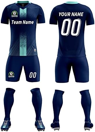 Vipoko Custom Soccer dresove šorc personalizirano ispisano ime Broj logotip, V-izrez s kratkim rukavima