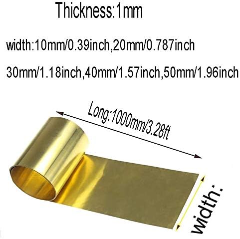 LUCKNIGHT Mesingani Lim zlatna folija ploča H62 DIY eksperiment Debljina lima 1mm, duga 1000mm / 39.3 inčna Mesingana ploča