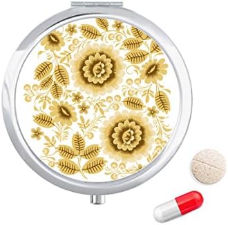 Žuti Zlatni Klasični Cvjetni Uzorak Cvijeće Torbica Za Pilule Džepna Kutija Za Pohranu Lijekova