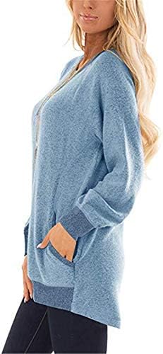 Ženski kontrastni džepni džemper Dugi rukav pulover Duks Casual T-Shirt bluza majice