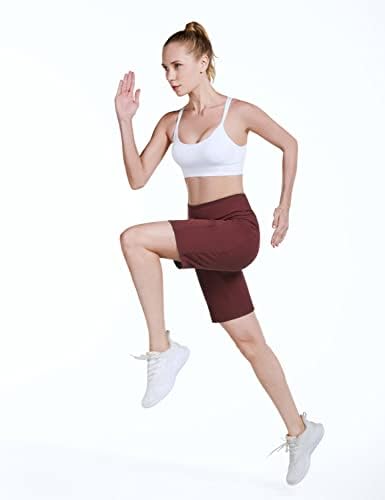 Baleafe ženske kratke hlače 10 Bermuda Horts dugačak trening dužine koljena visoka struka joga trčanja s 3 džepa