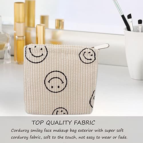 LYroo mala torba za šminkanje Smiley Face Mini makeup zipper torbica Corduroy torba za šminkanje