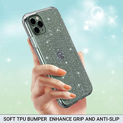 ULAK kompatibilan sa iPhone 11 Pro Max Case Clear Glitter, slatka Bling Sparkle Hybrid meka