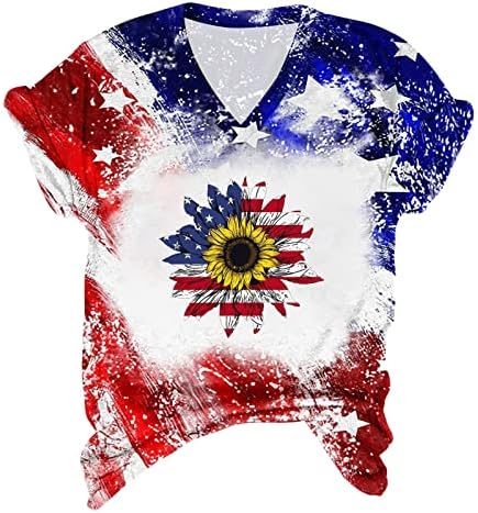 Ženske Patriotske majice 4. jula suncokretove grafičke majice majice USA Zastava Izbijeljene majice
