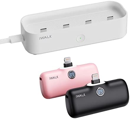 iWALK LinkPod stanica & amp; 4800mah LinkPod prijenosni punjač kompatibilan sa iPhone Crna+roze