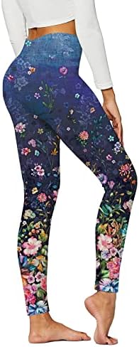 DSODAN žene visokog struka Sportske tajice Duge sportove cvjetne print pantalone Ležerne tajice Stretch Butt