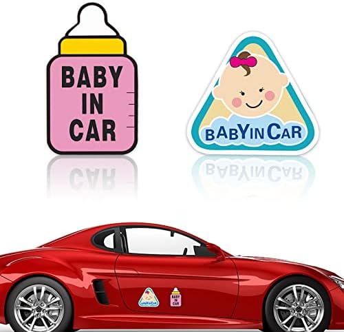 Fuhhp 2 kom Baby In Car Stickers znak i naljepnica za djevojčice,smiješni magneti za automobile,auto