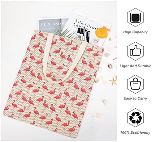 Crvena Flamingo Platnena torba lagana višekratna Platnena torba za kupovinu namirnica personalizirani štampani poklon za žene i muškarce 15x16 inča