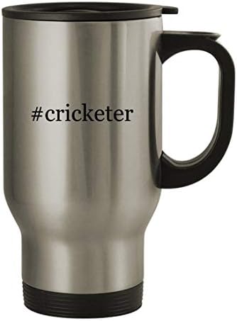 Knick Klack Pokloni #cricketer - 14oz putna krigla od nehrđajućeg čelika, srebrna