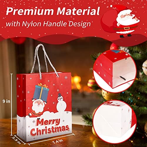 Kišenje božićne torbe od 30 kom, izdržljive božićne torbe sa papirom za tkivo, 6 stilova poklon vrećica sa ručkama, za višekratnu bojne torbe za poklon Xmas, zabava Favorice za odmor