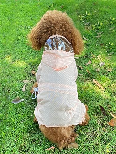 Qwinee Cute Dog Raincoat Polka Dot Vodootporni pas Kišni jakni za kišu pasa s povodljivom rupom