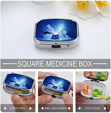 Kutija za pilule Snowmans Sretan Božić ljubav kvadratnog oblika medicina tablet Case prijenosni Pillbox vitamin Container Organizator pilule Holder sa 3 pretinca