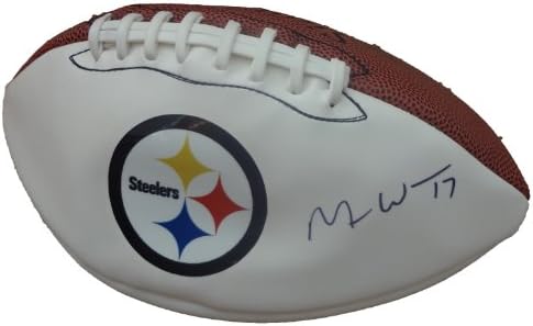 Mike Wallace autogramirani Pittsburgh Steelers Logo Nogomet, Super Bowl, Ole Miss Bubels