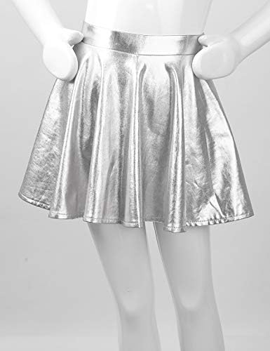 Qinciao Girls 'Dječji sjajni metalik plašeni plesni klizač mini suknje Visoko struk atletske skuterske suknje