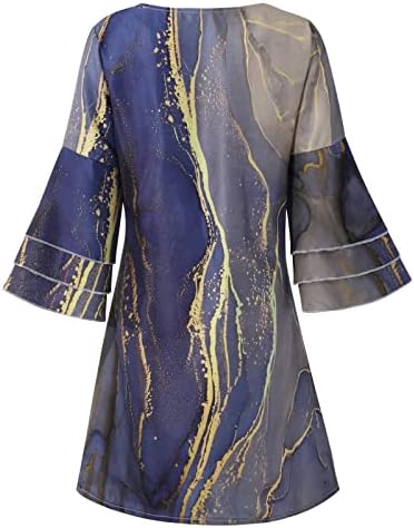 Haljina kratkih rukava, ženski modni temperament Elegantni ispisani V-izrez 3/4 rukava mini haljina