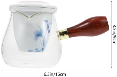 Hemoton stakleni časovni čajnik sa infusiranim drvenim ručicama voda kuhanje čajnog čaja parobrod mlijeko lonac za kavu s ručkom čajnik plave boje